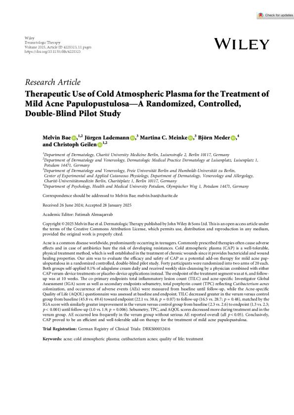 Bae - 2025 - Therapeutic Use of Cold Atmospheric Plasma for the Treatment of Mild Acne.pdf